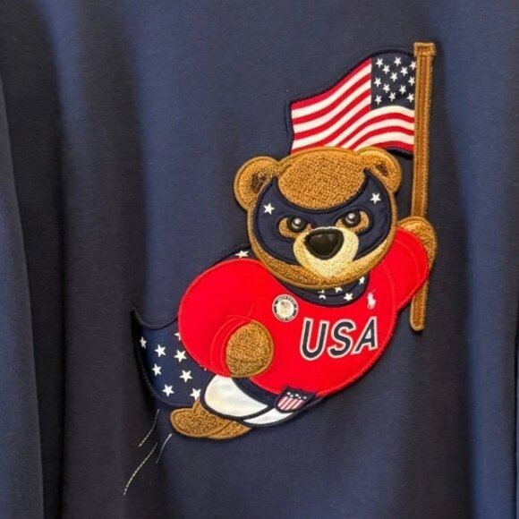 Super Rare Ralph Lauren Olympic Polo Bear 2018 Sweatshirt SZ XL Men’s - Picture 2 of 12